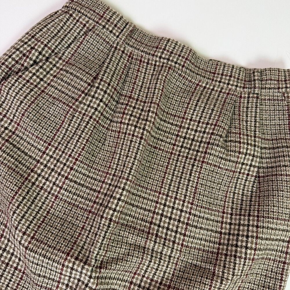 Vintage Leslie Fay Wool Blend Plaid Midi Skirt Womens 14 Pleated Academia Preppy